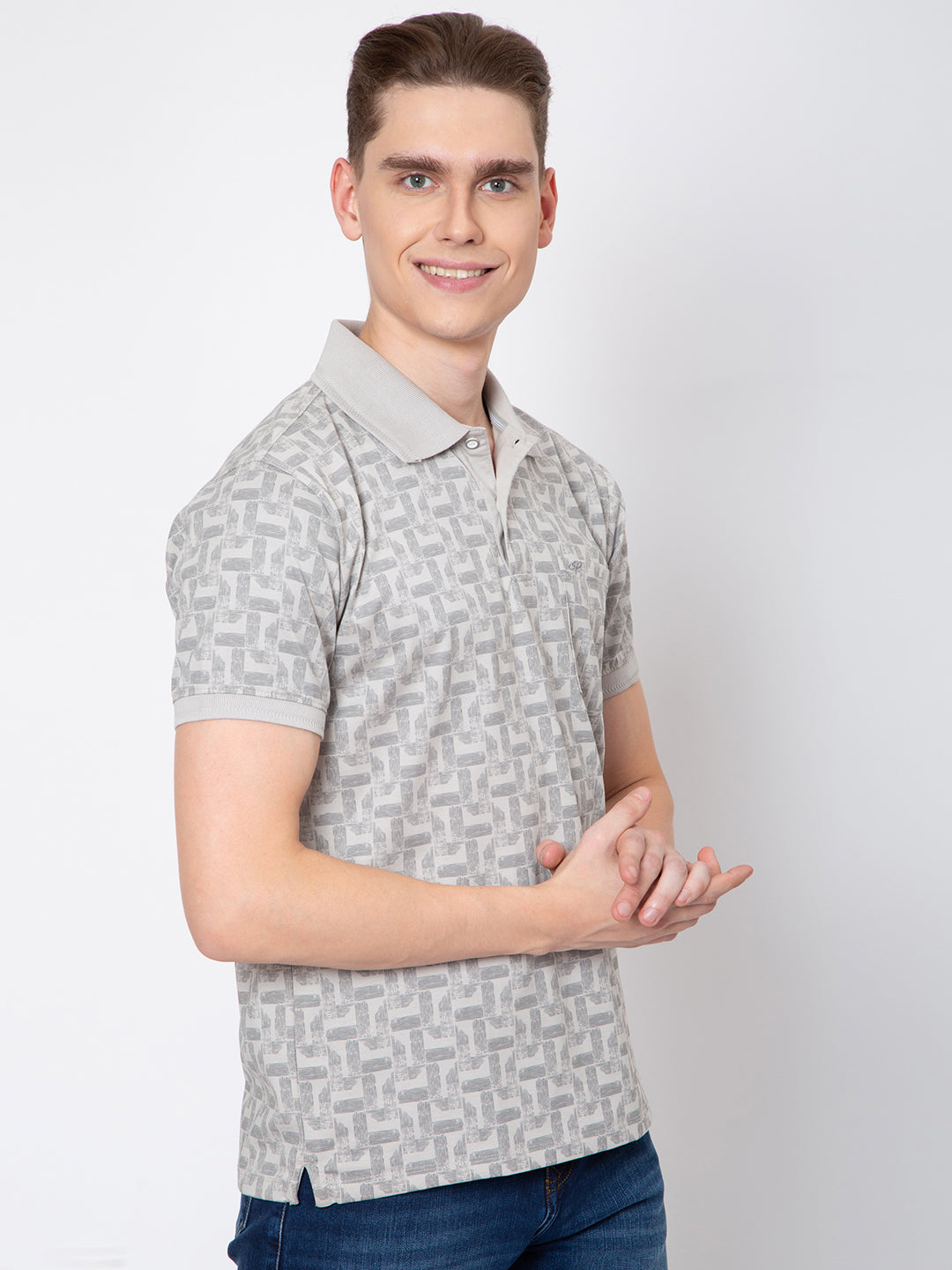 Men Polo Neck All Over Print Tshirt