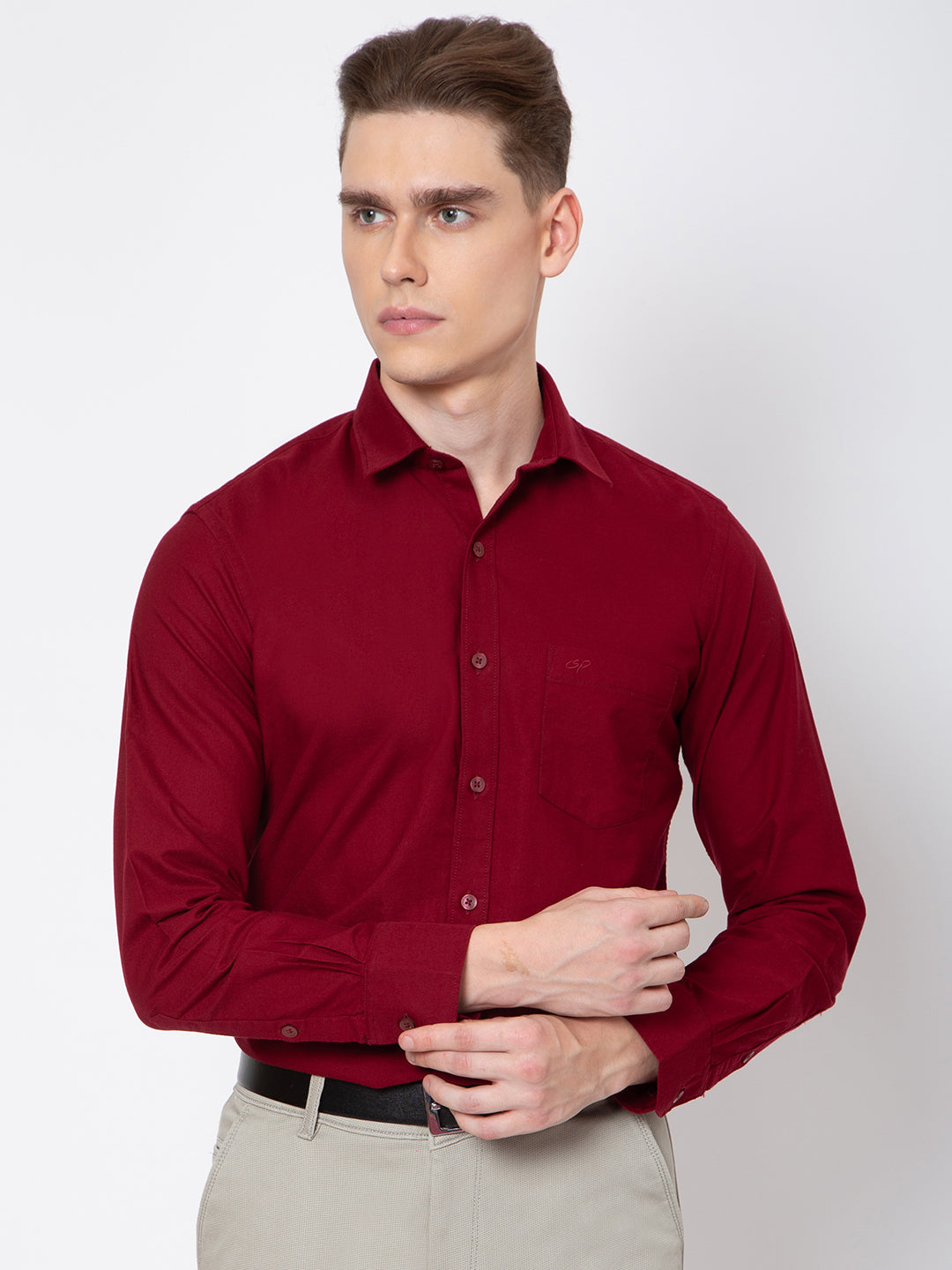 Mens Solid Color Full Sleeves Shirt
