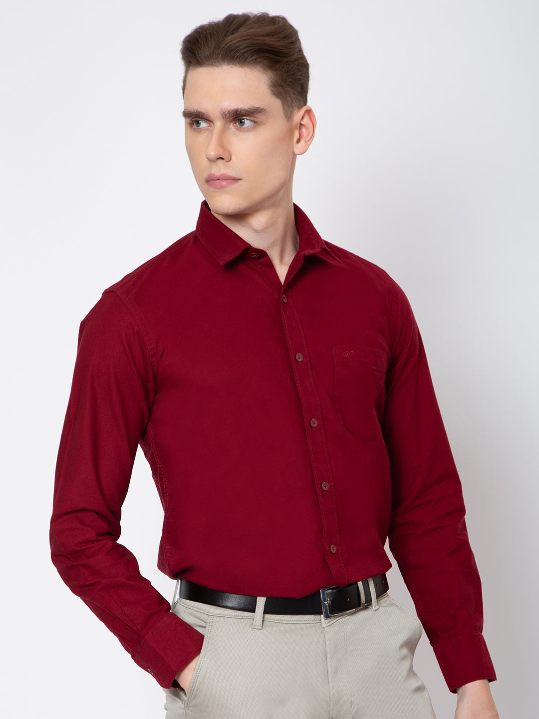 Mens Solid Color Full Sleeves Shirt