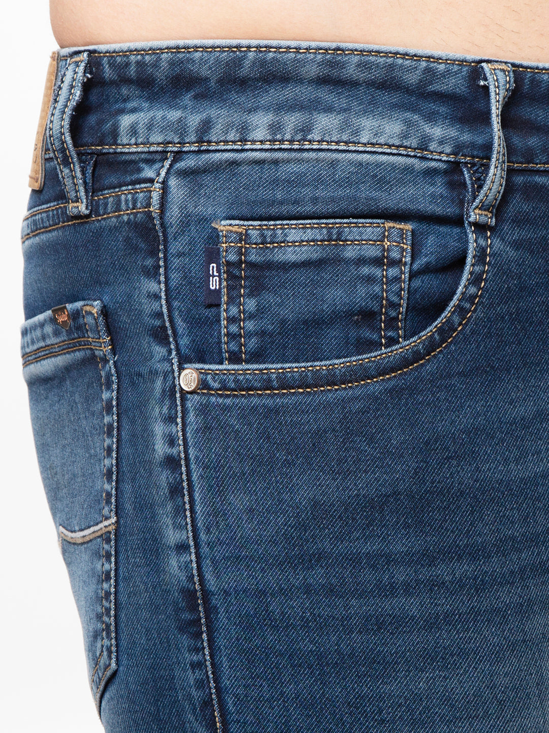 Men Mid Blue Narrow Fit Denim