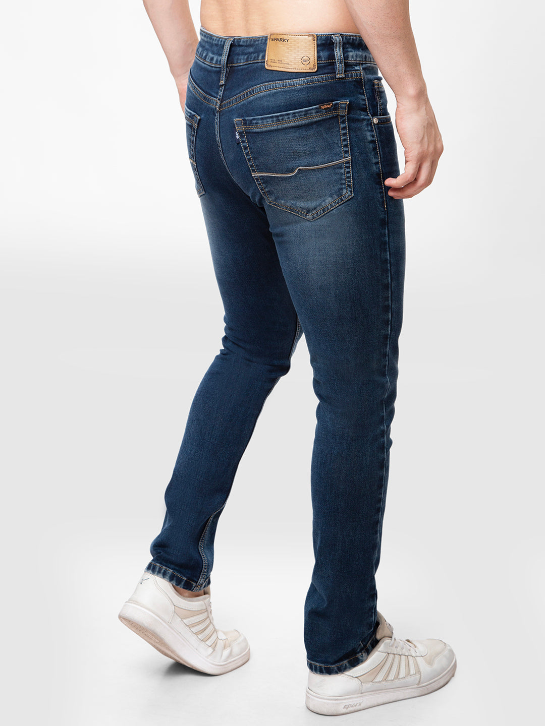 Men Mid Blue Narrow Fit Denim