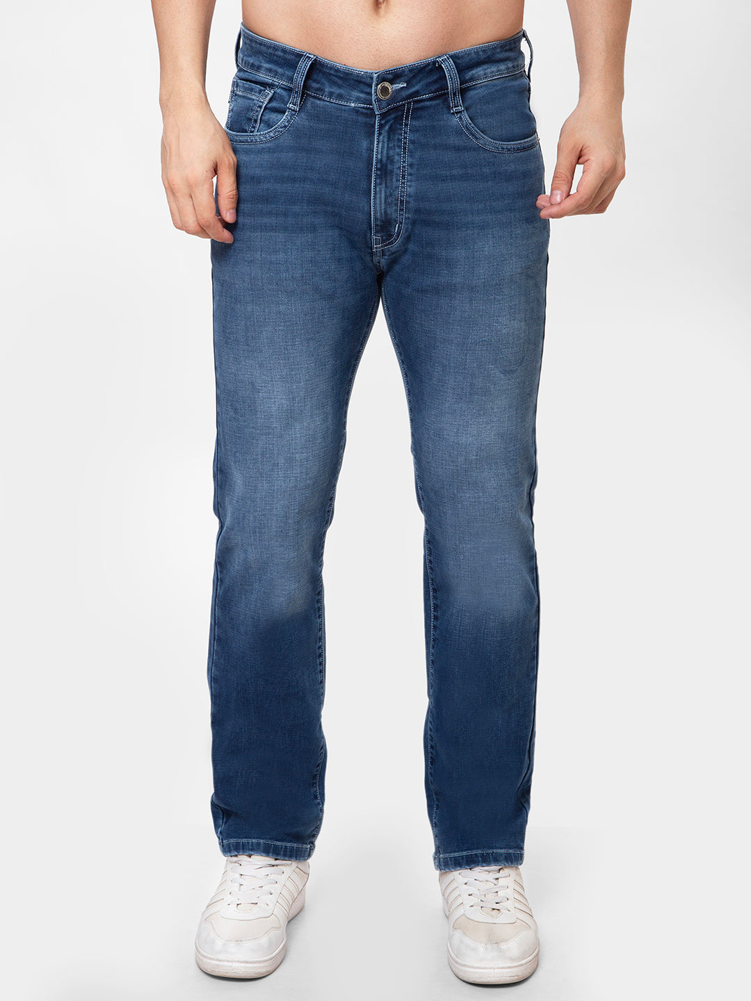 Men Mid Blue 	Straight Fit Denim