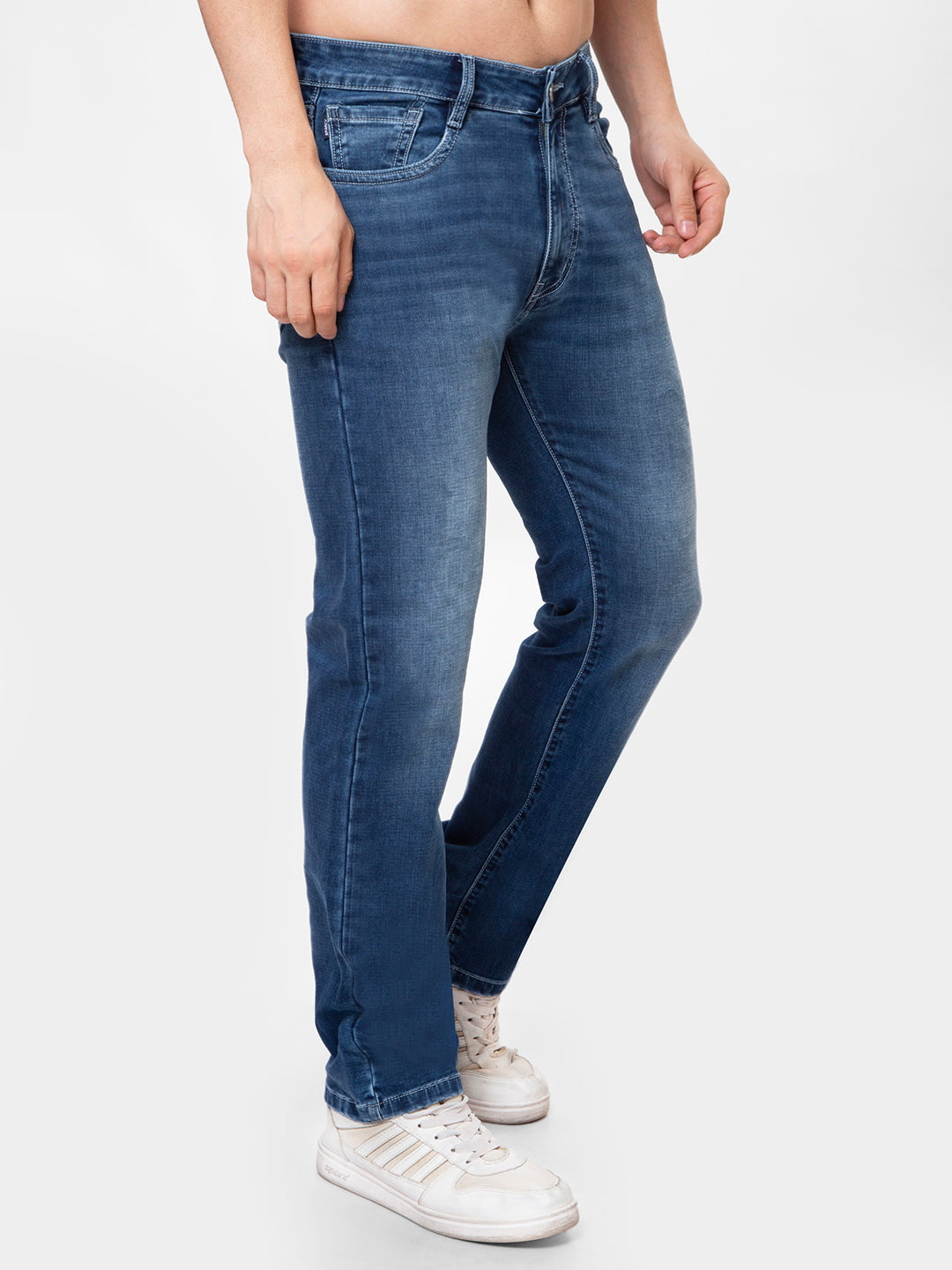 Men Mid Blue 	Straight Fit Denim