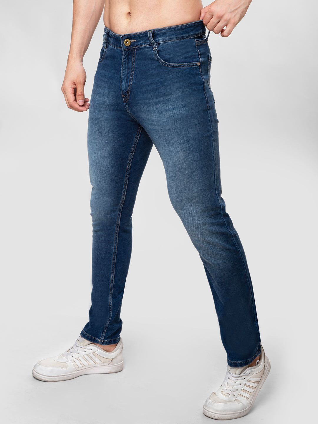 Men Light Blue Narrow Fit Denim