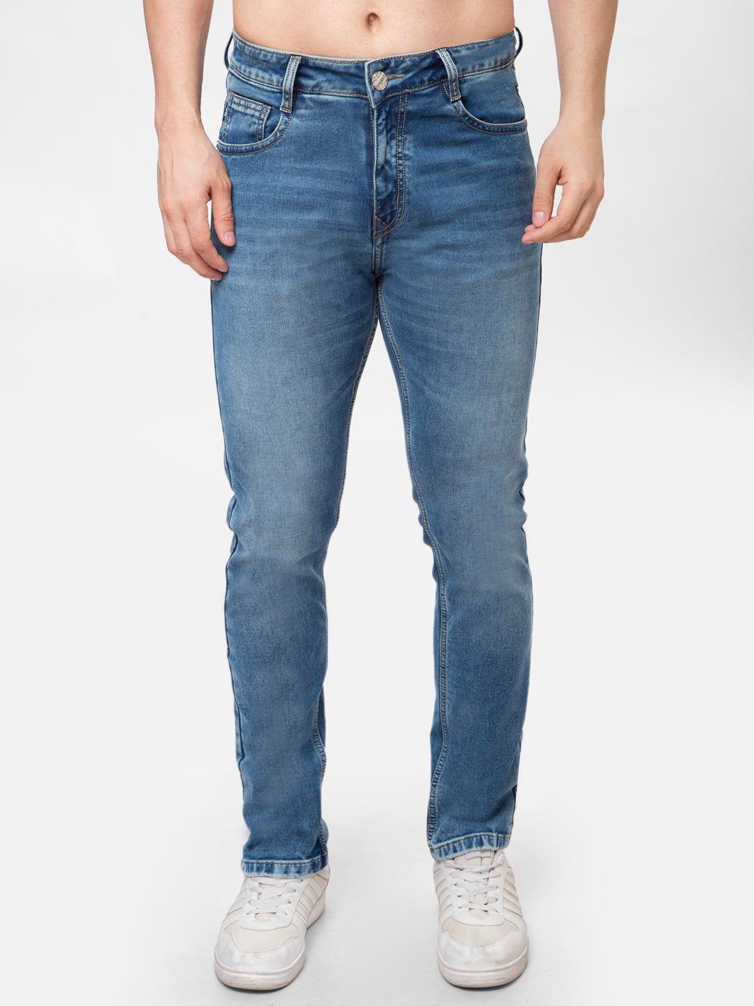 Men Light Blue Narrow Fit Denim