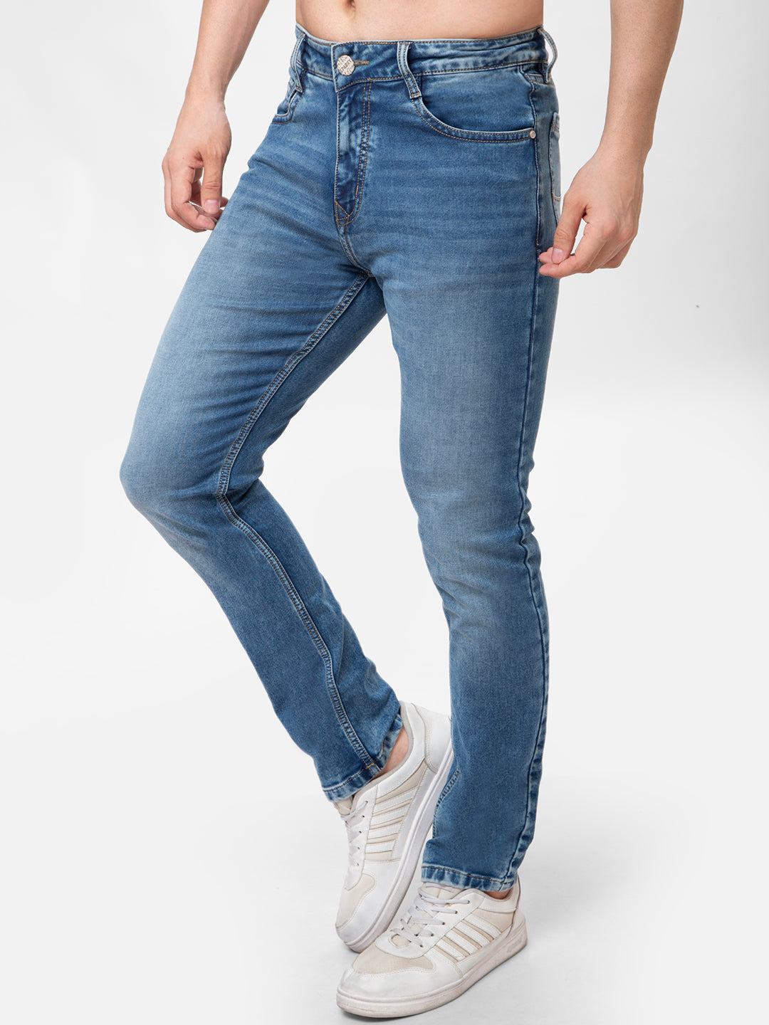 Men Light Blue Narrow Fit Denim