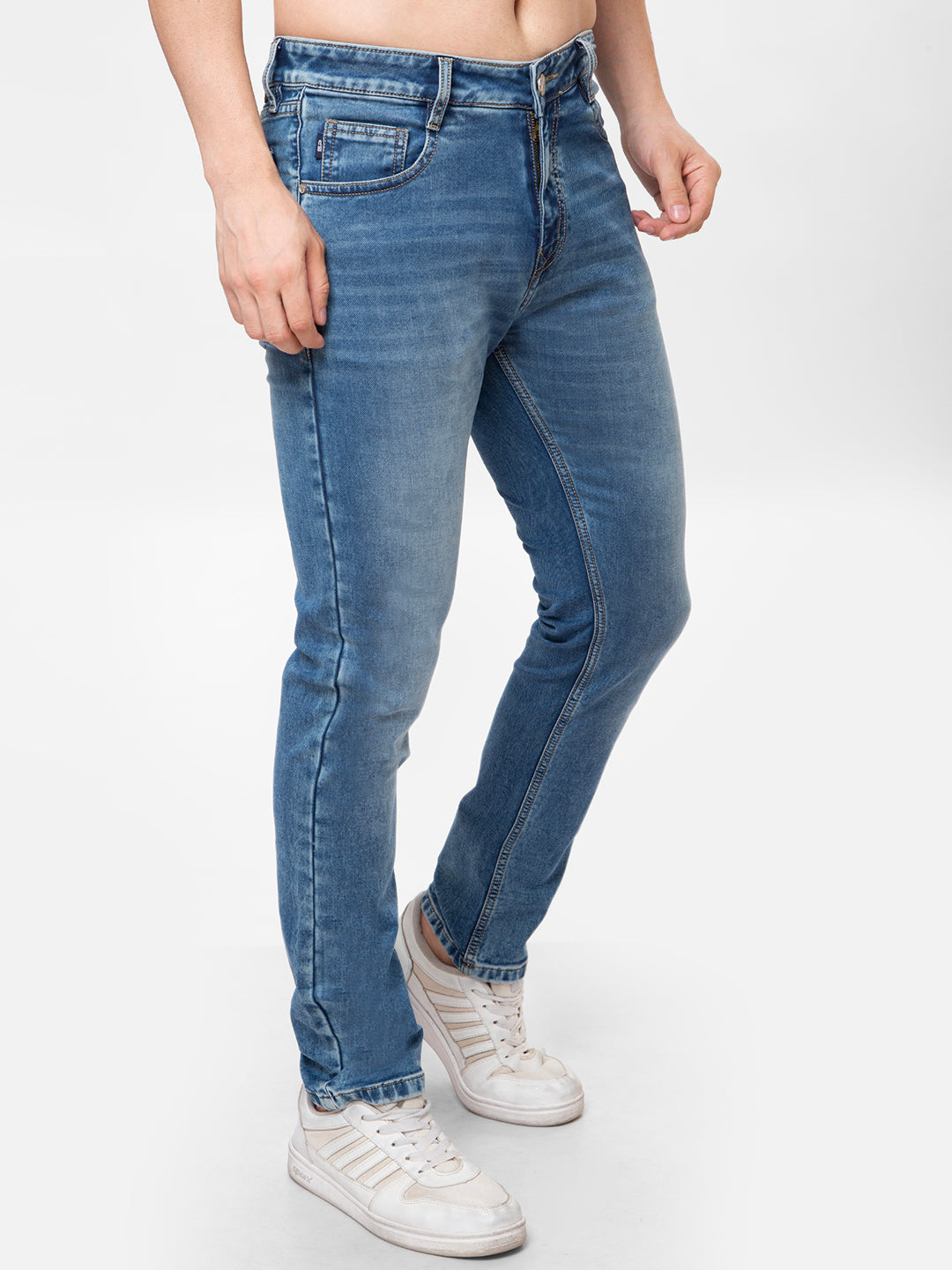 Men Light Blue Narrow Fit Denim
