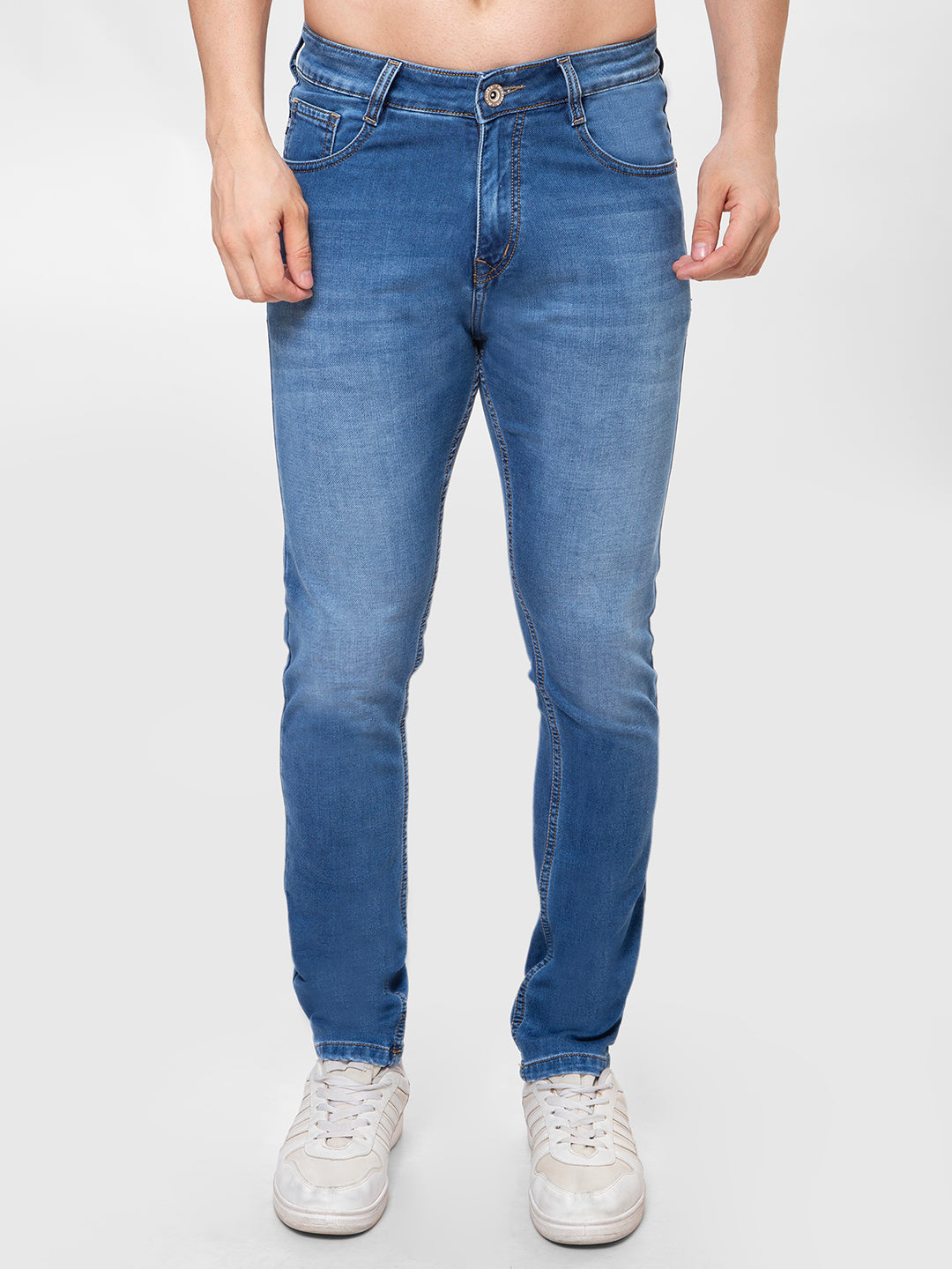 Men Light Blue Narrow Fit Denim