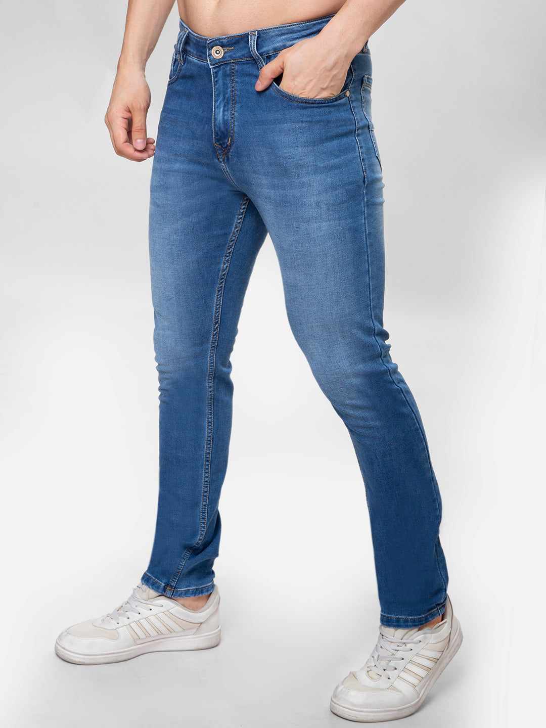 Men Light Blue Narrow Fit Denim