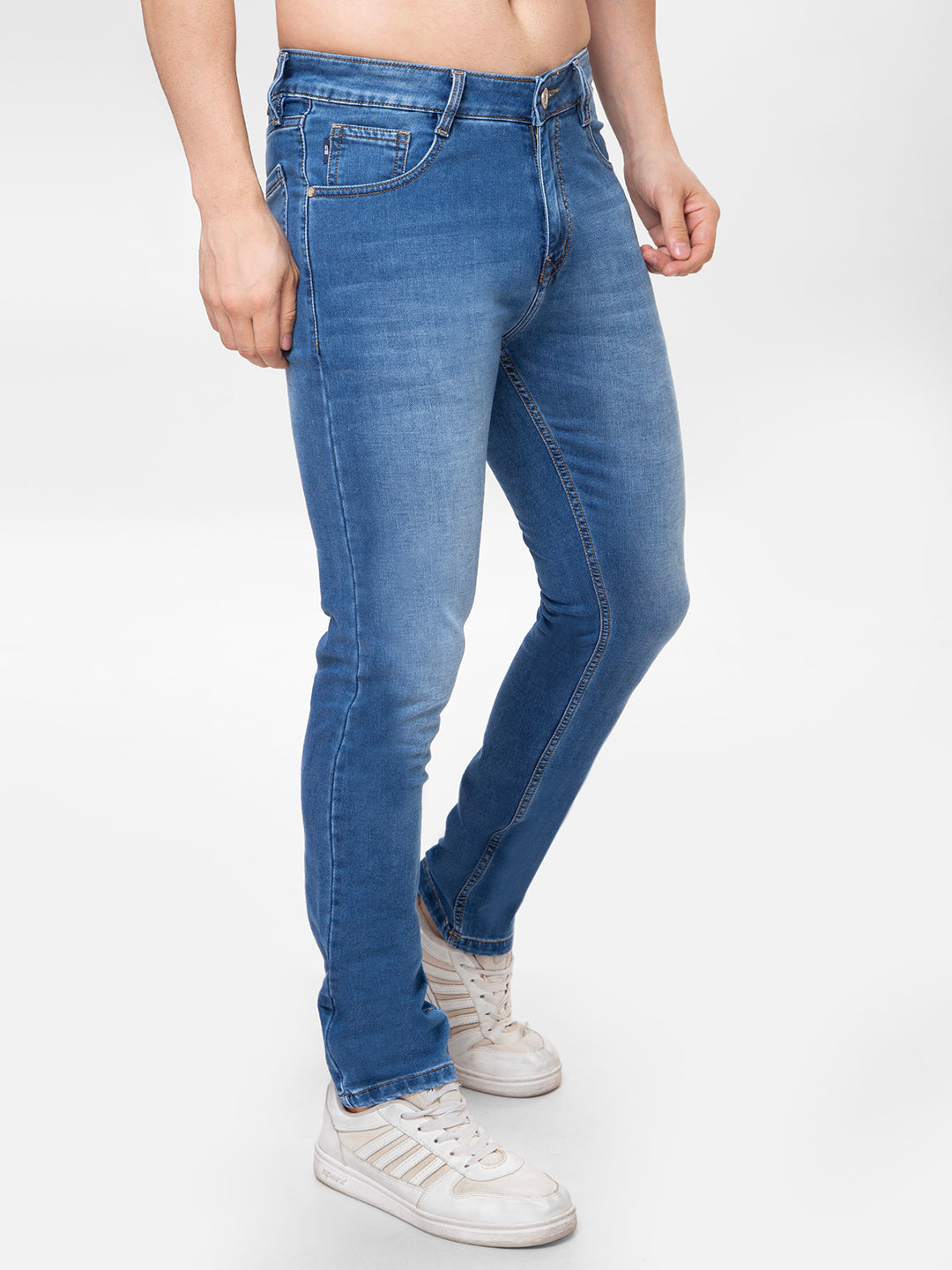 Men Light Blue Narrow Fit Denim