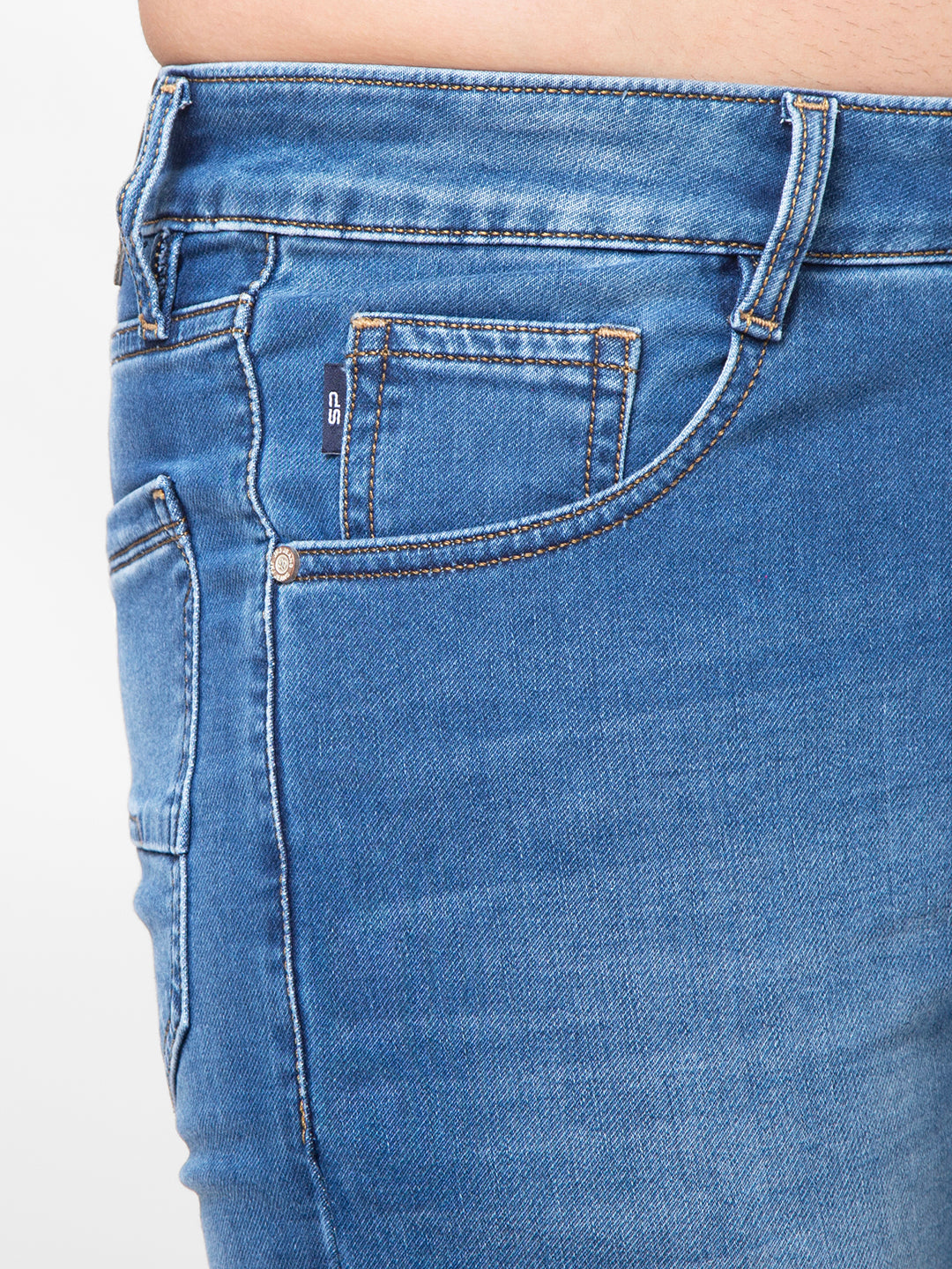 Men Light Blue Narrow Fit Denim