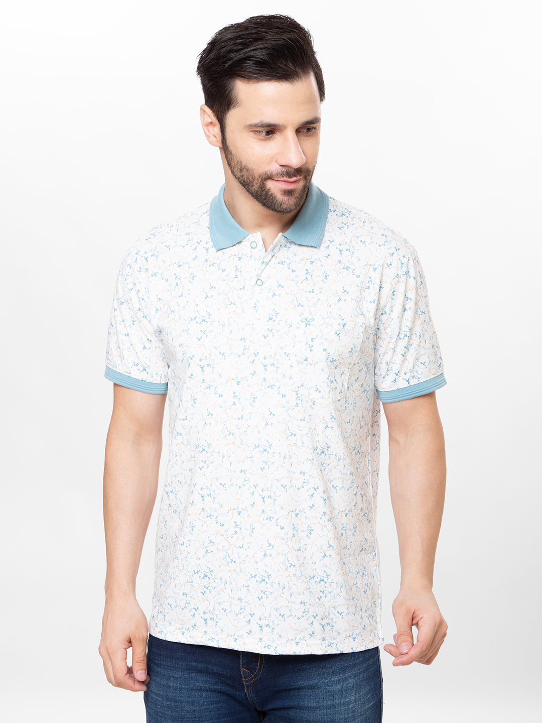 Men Sky Polo Printed T-Shirt