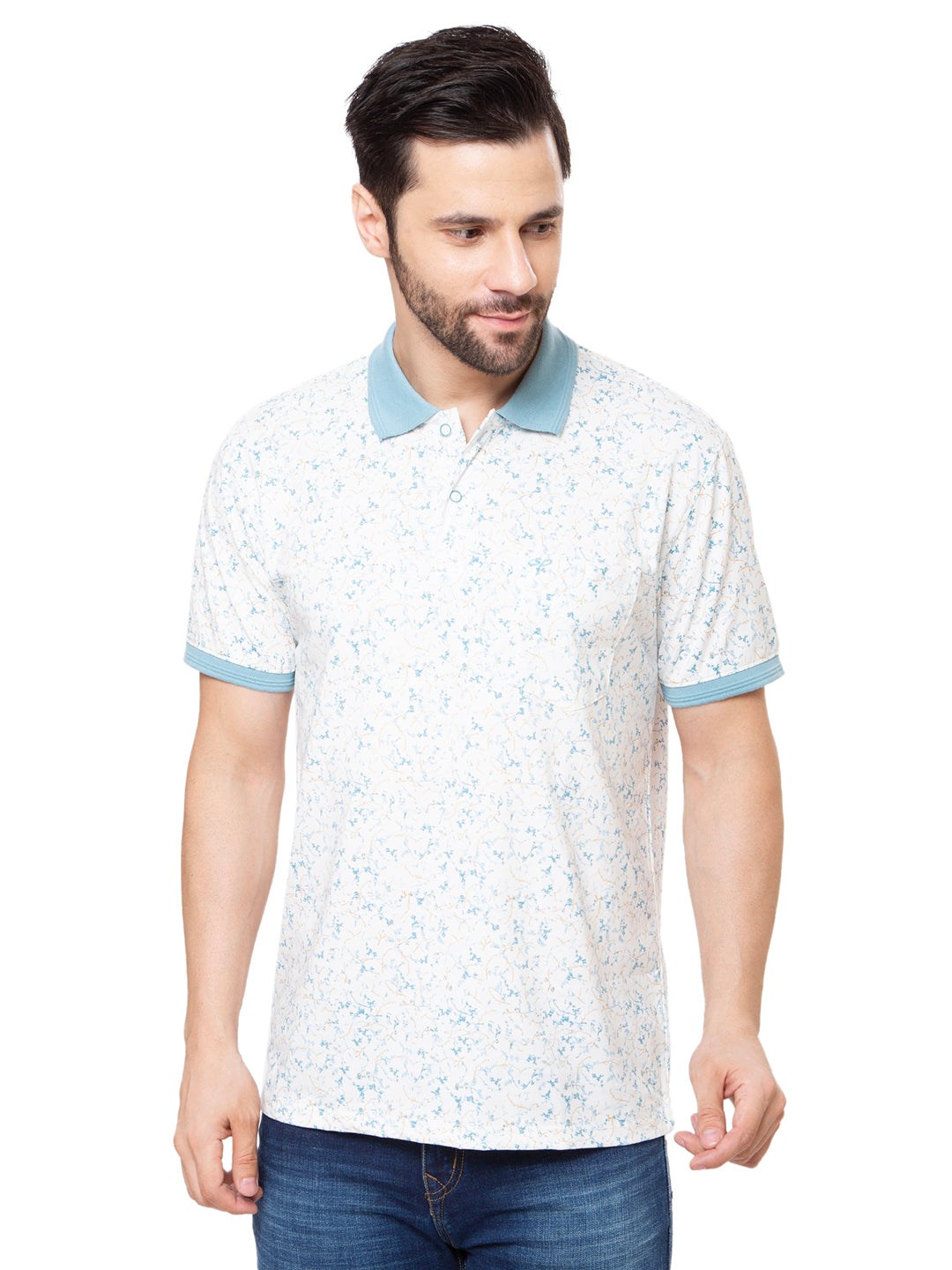 Men Sky Polo Printed T-Shirt