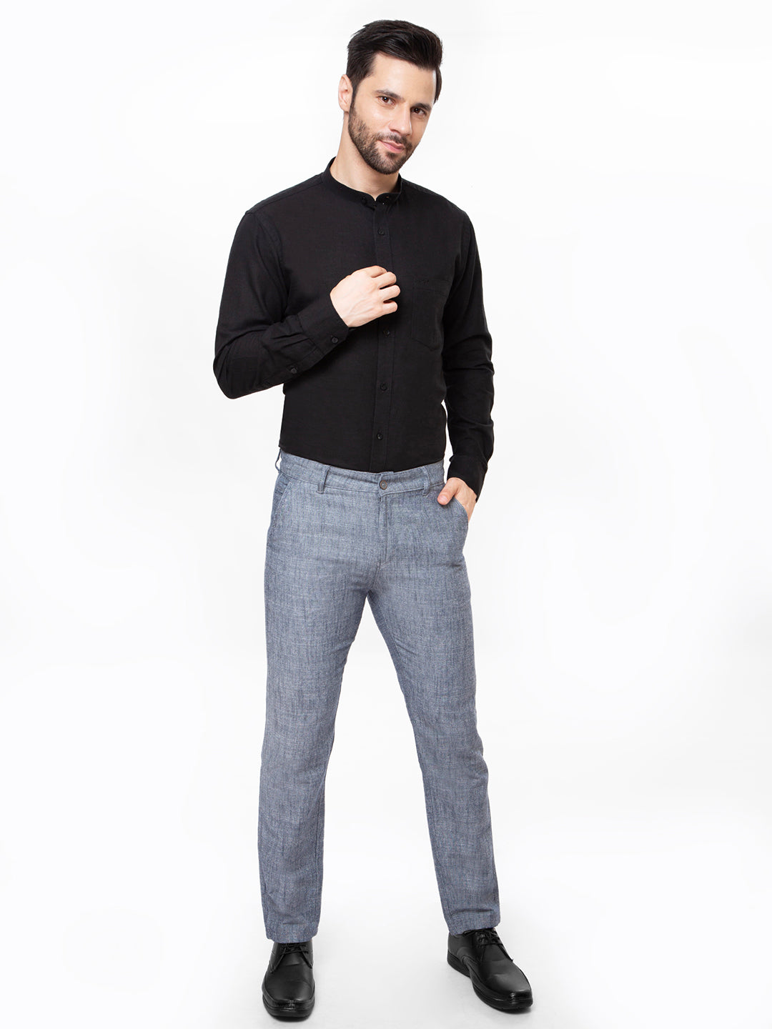 Men Navy Slim Fit Non Denim