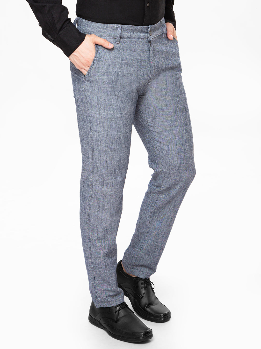 Men Navy Slim Fit Non Denim