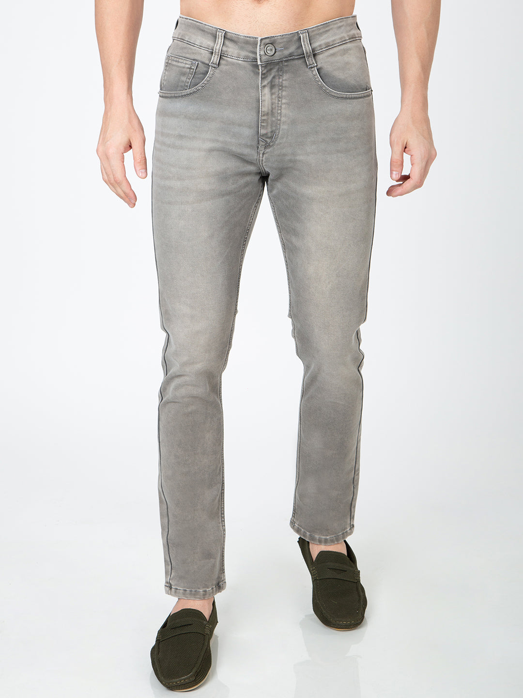 Men Narrow Fit Olive Denim