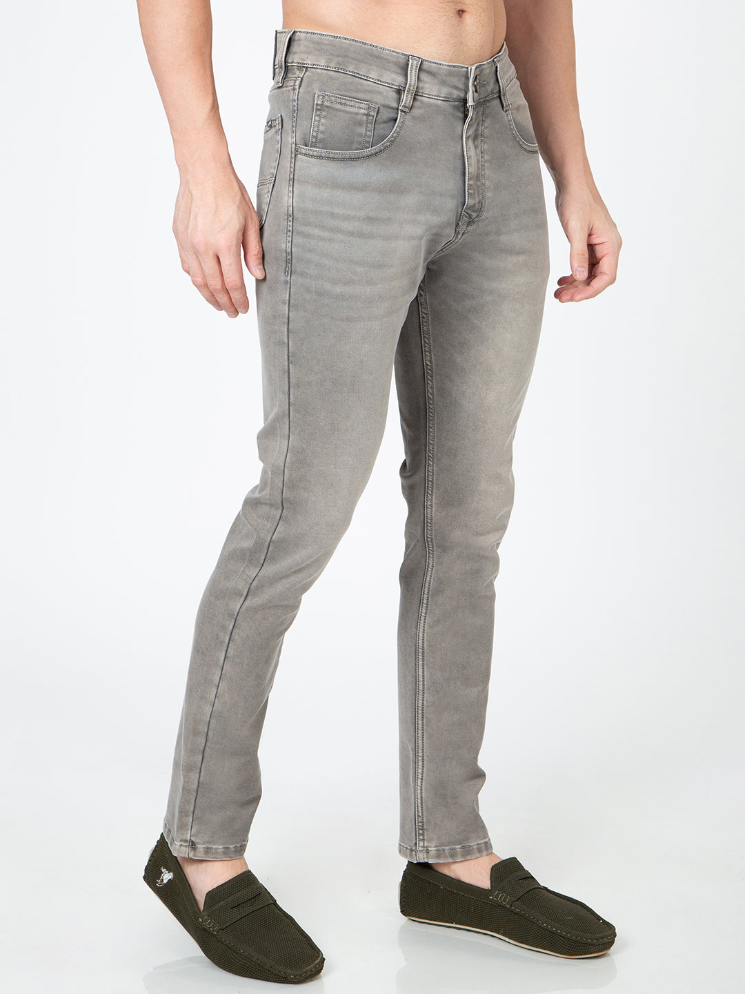 Men Narrow Fit Olive Denim