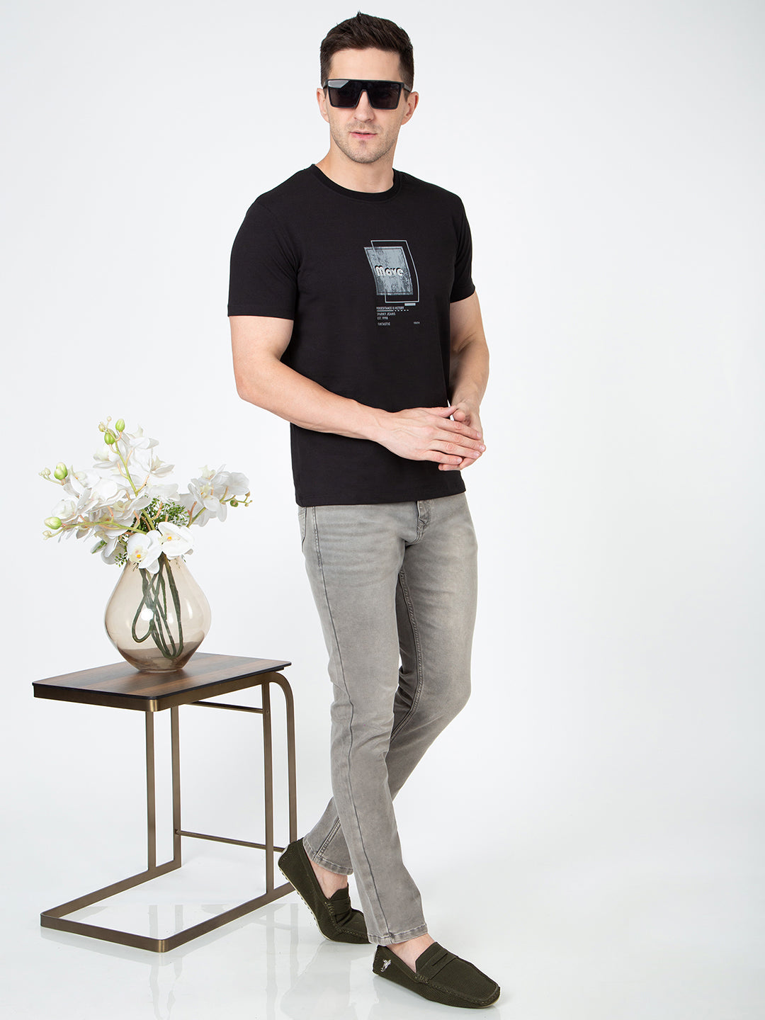 Men Narrow Fit Olive Denim