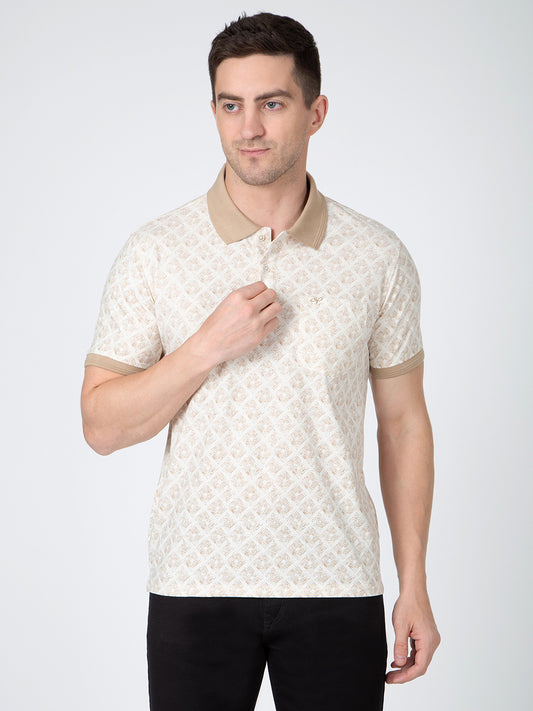 Men Khaki Polo Aop T-Shirt
