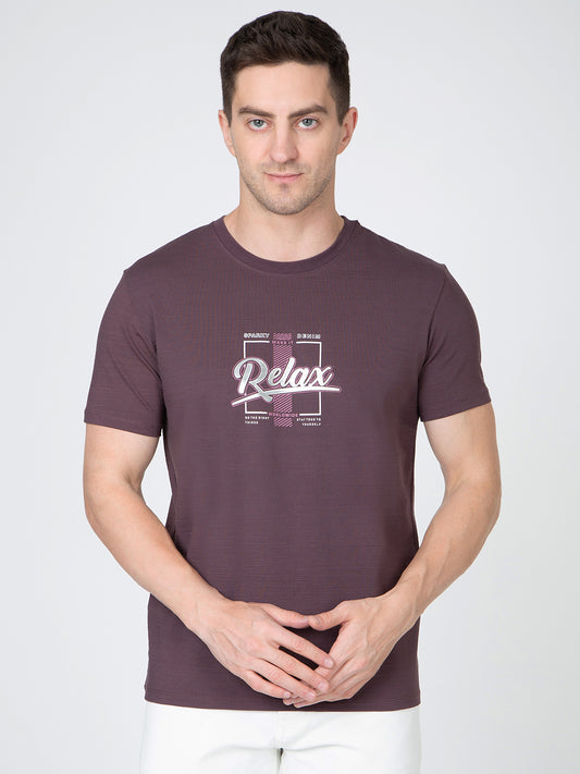 Men Wine Round Neck T-Shirt