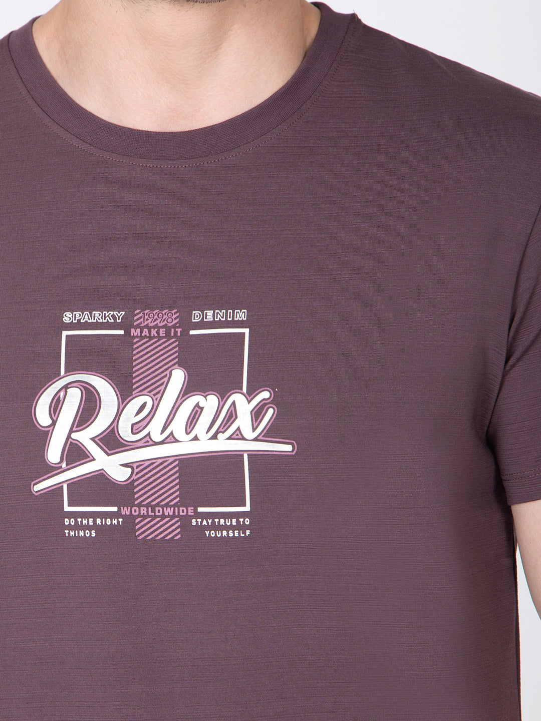 Men Wine Round Neck T-Shirt