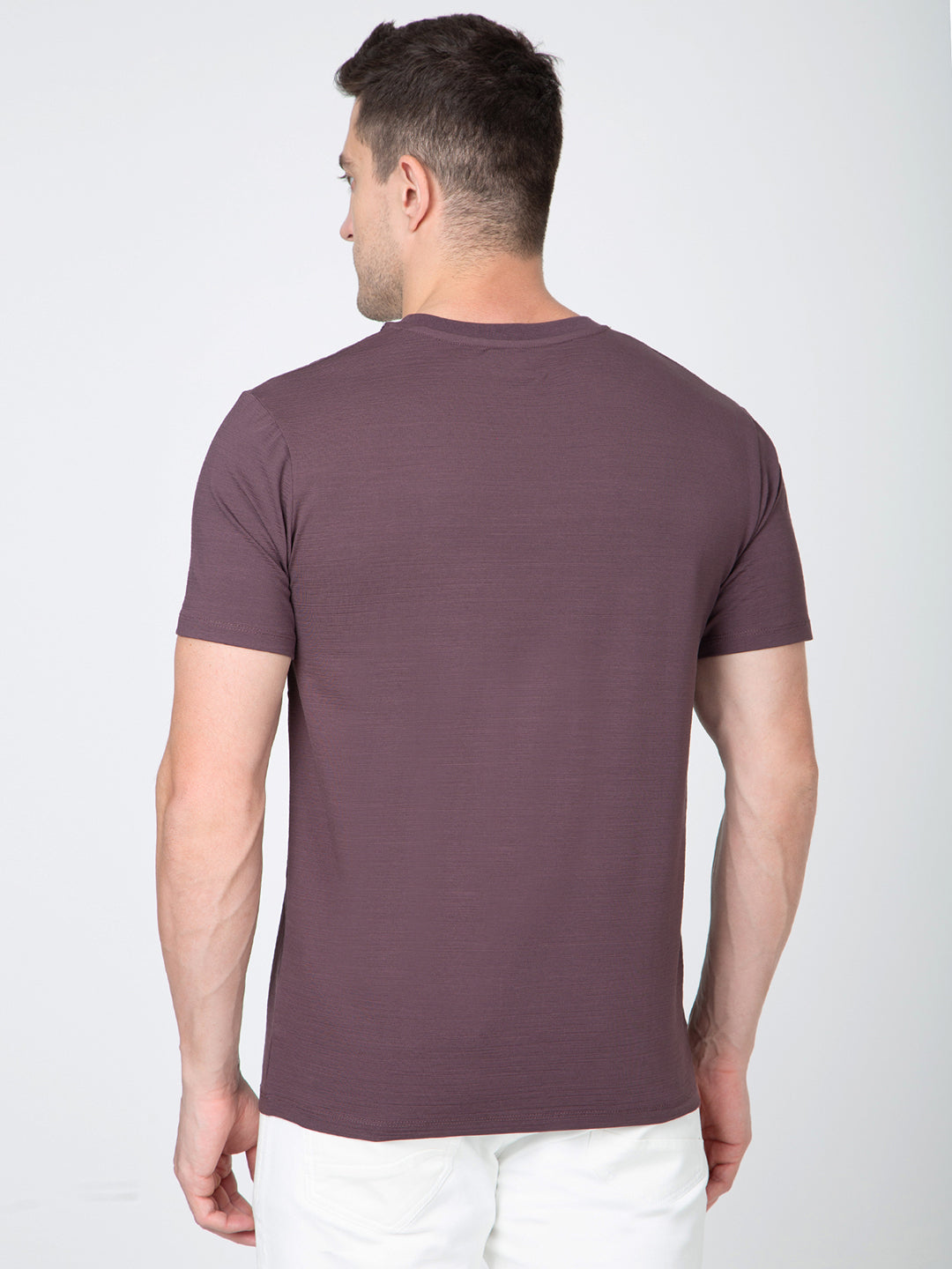 Men Wine Round Neck T-Shirt