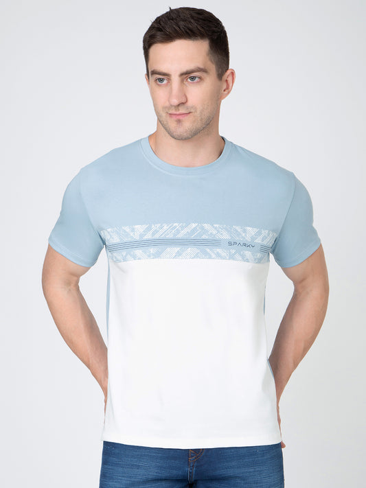 Men Sky Round Neck Sinker T-Shirt