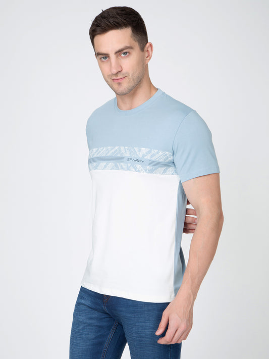 Men Sky Round Neck Sinker T-Shirt