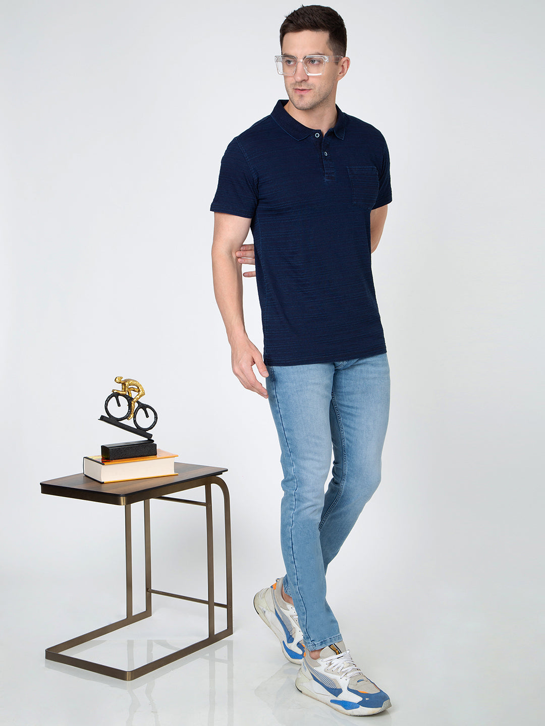 Men Navy Polo Indigo T-Shirt