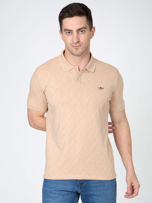 Men Light Blue Polo Jacquard T-Shirt