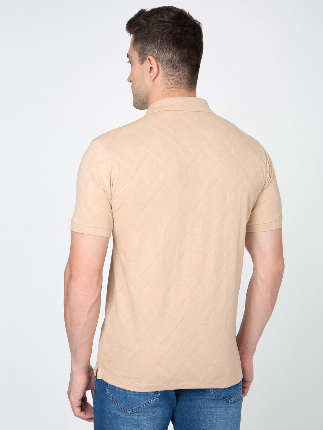 Men Light Blue Polo Jacquard T-Shirt