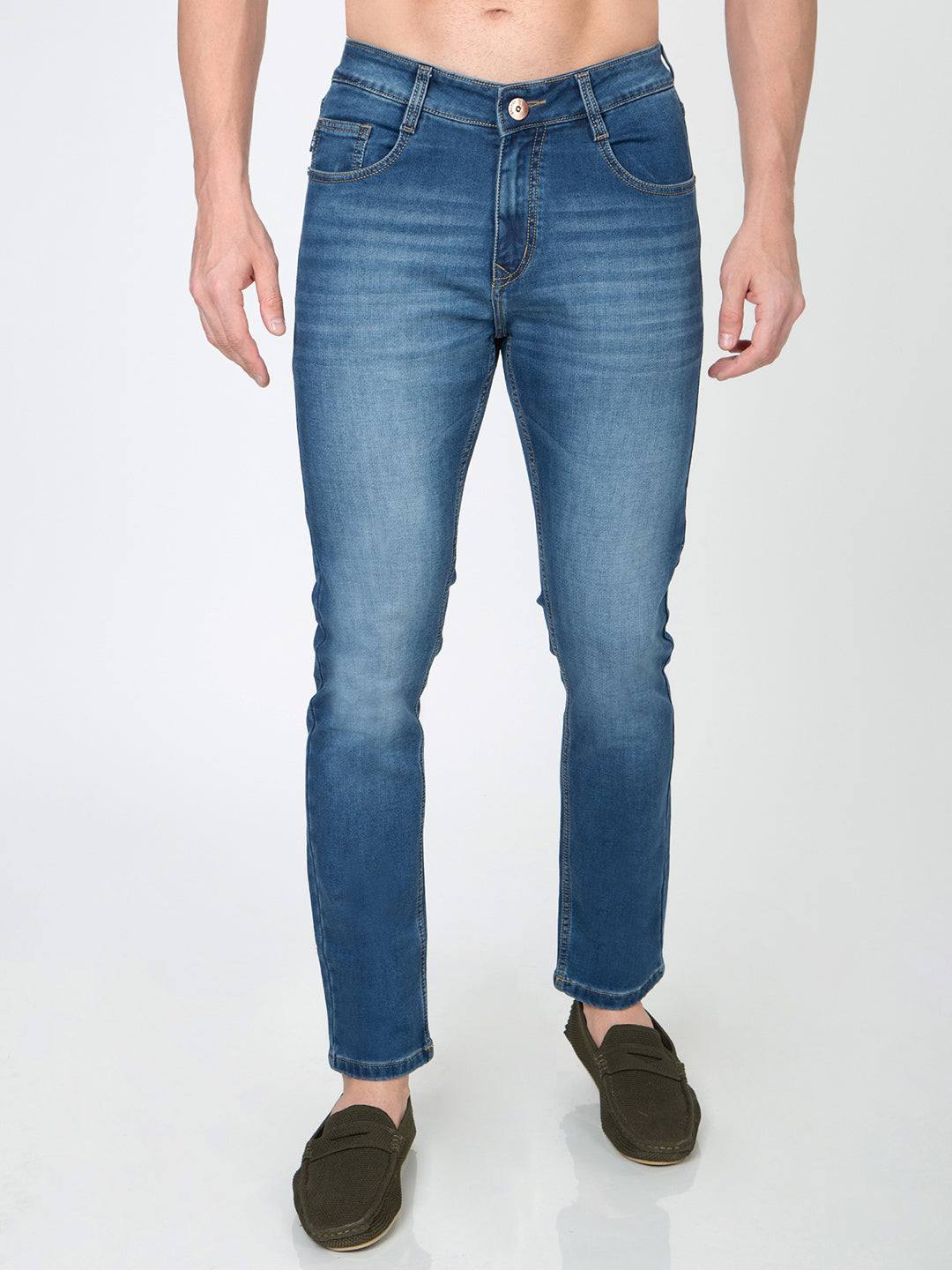 Men Narrow Fit Light Blue Denim