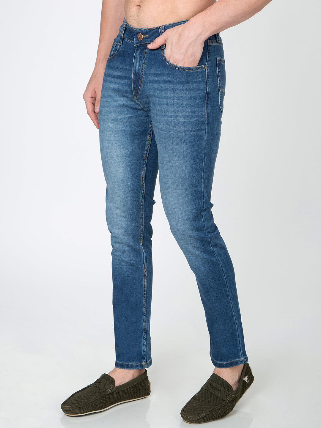 Men Narrow Fit Light Blue Denim