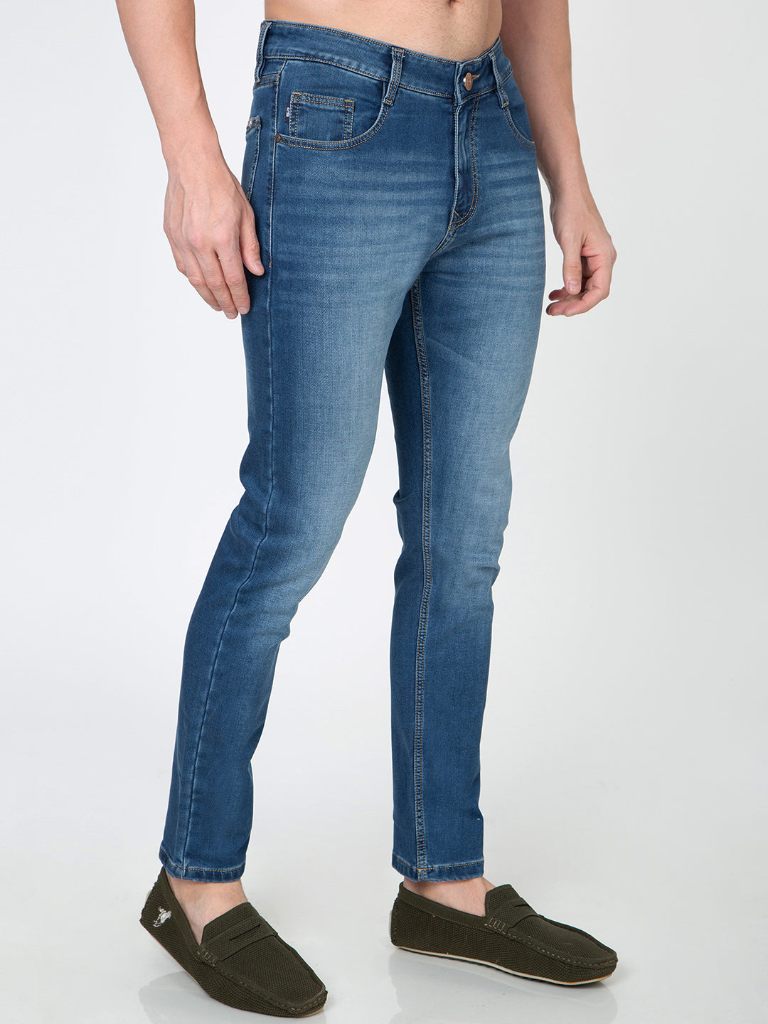 Men Narrow Fit Light Blue Denim