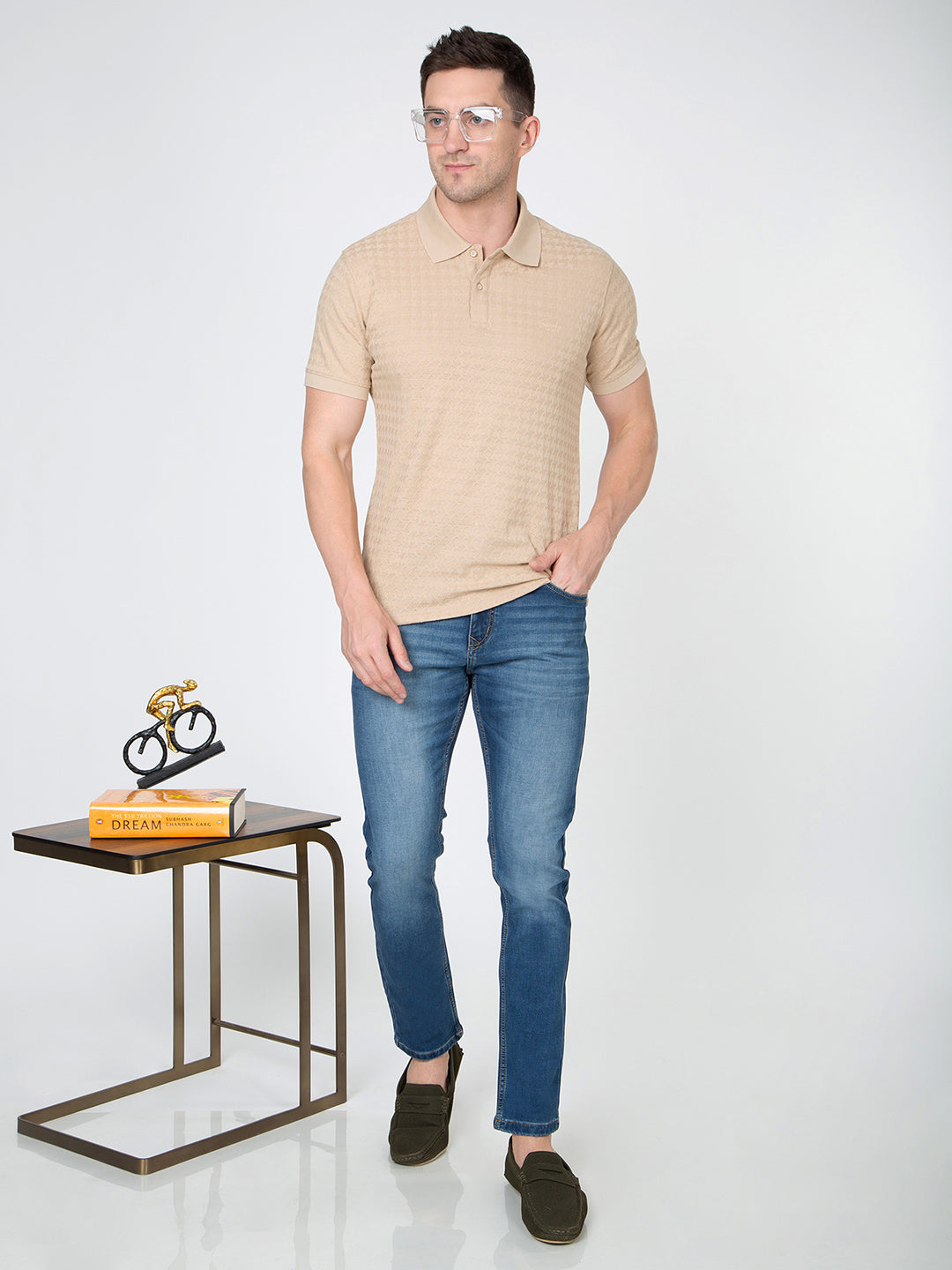 Men Narrow Fit Light Blue Denim