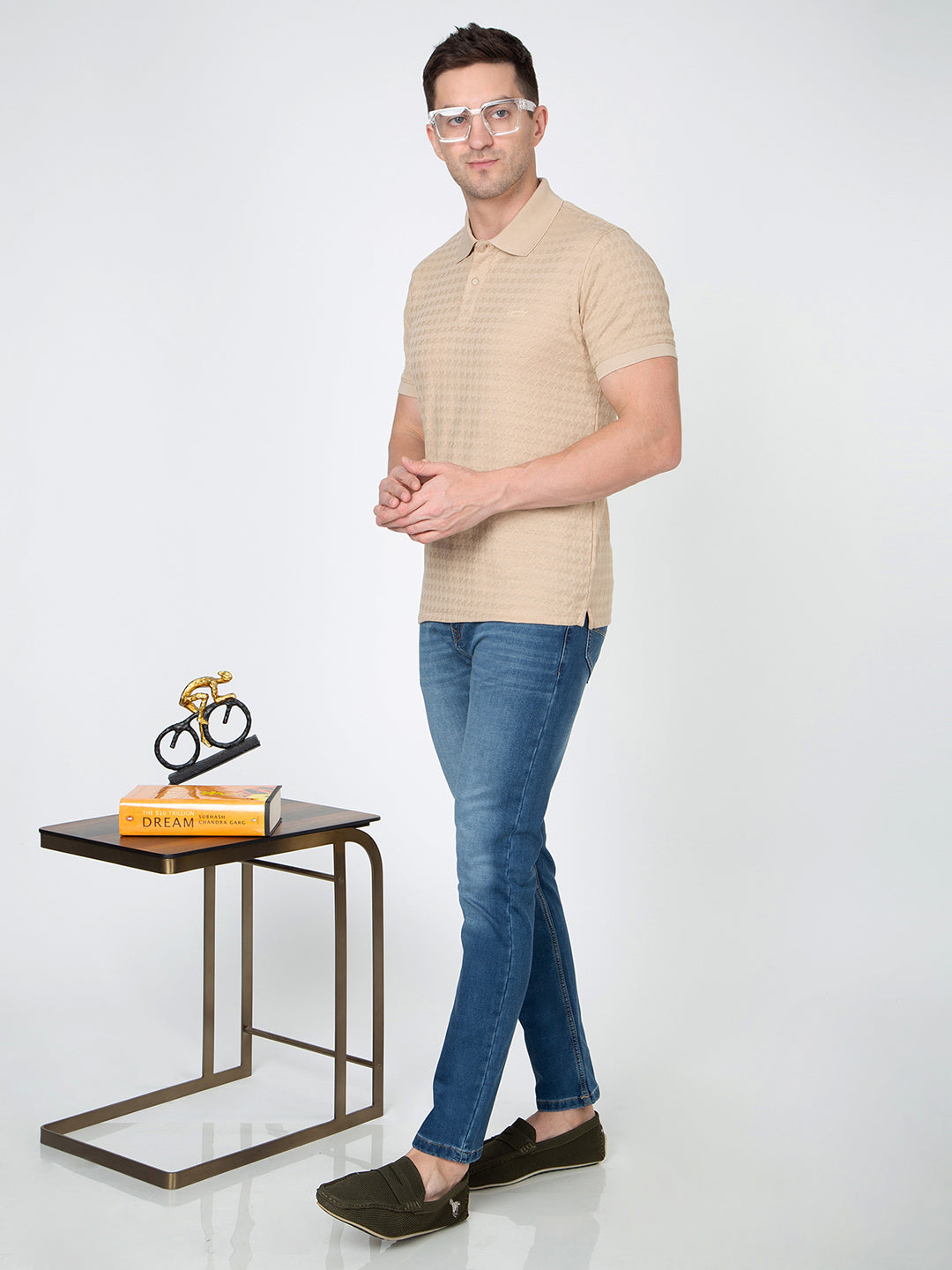 Men Fawn Polo Jacquard T-Shirt