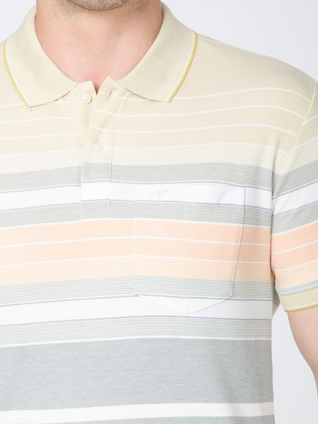 Men Yellow Polo Striper T-Shirt