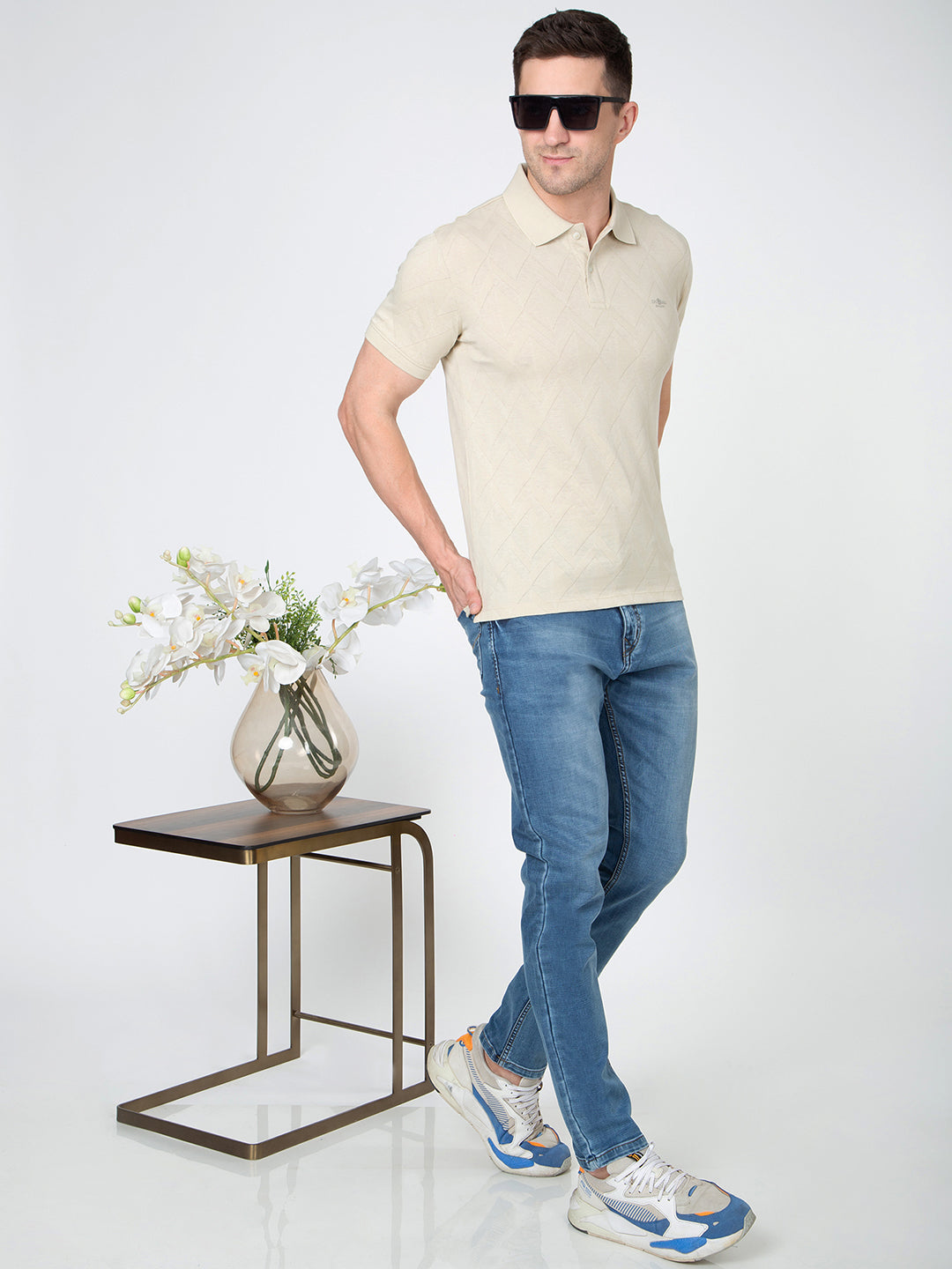 Men Fawn Polo Jacquard T-Shirt