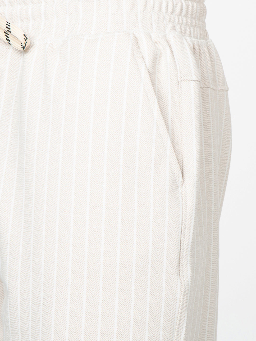 Men Striped Beige Bermuda