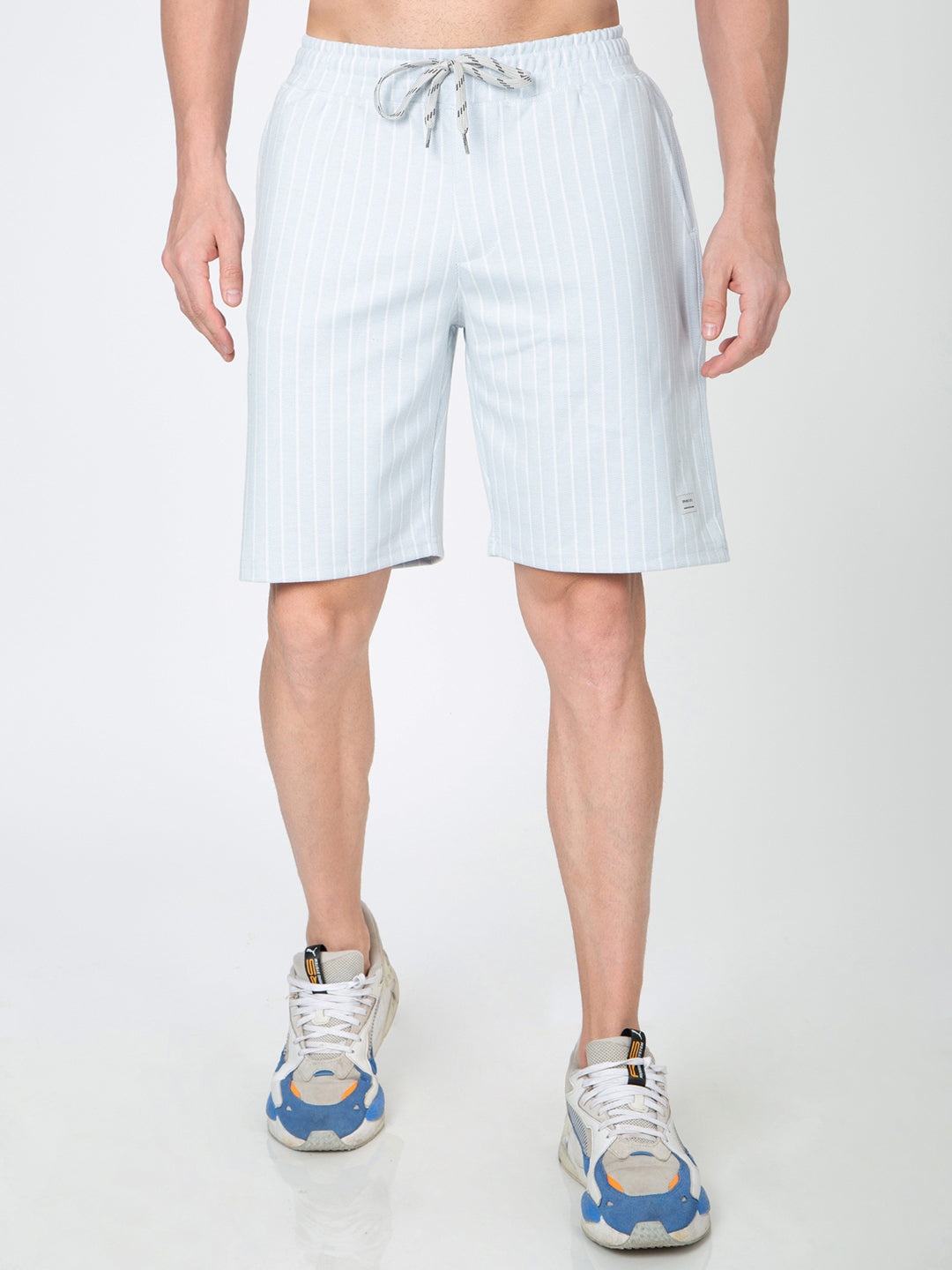 Men Striped Blue Bermuda