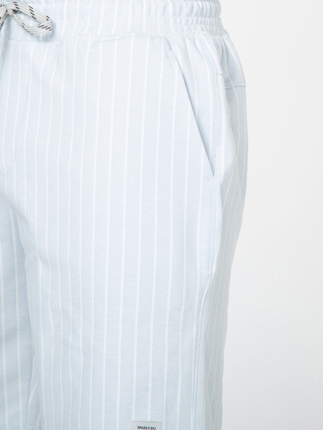 Men Striped Blue Bermuda