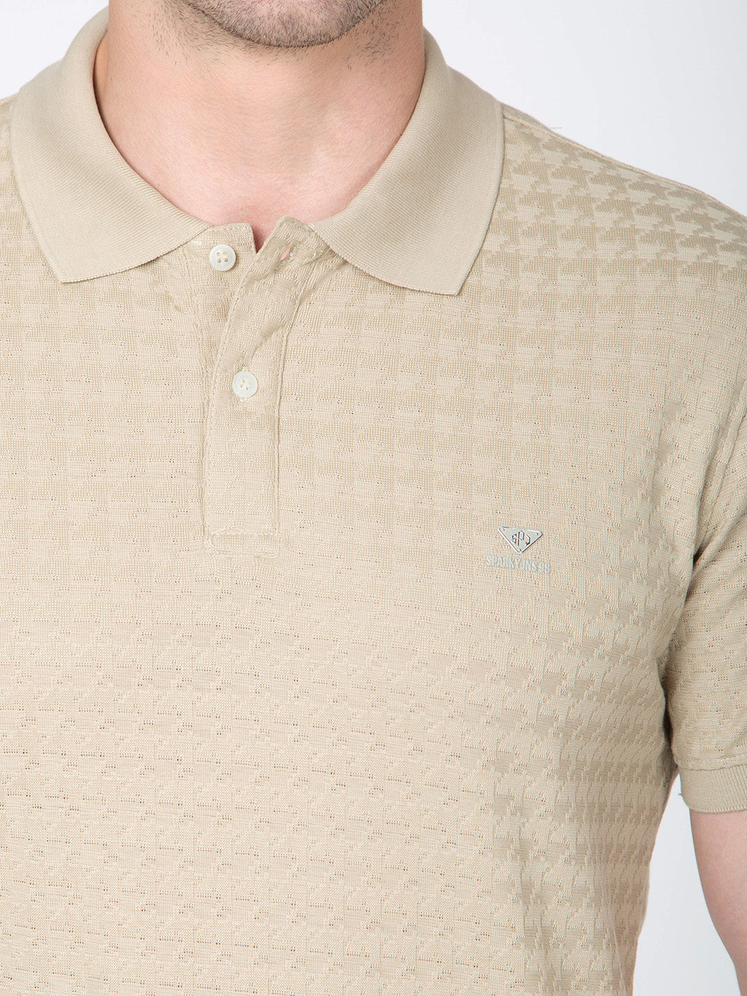 Men Olive Polo Jacquard T-Shirt