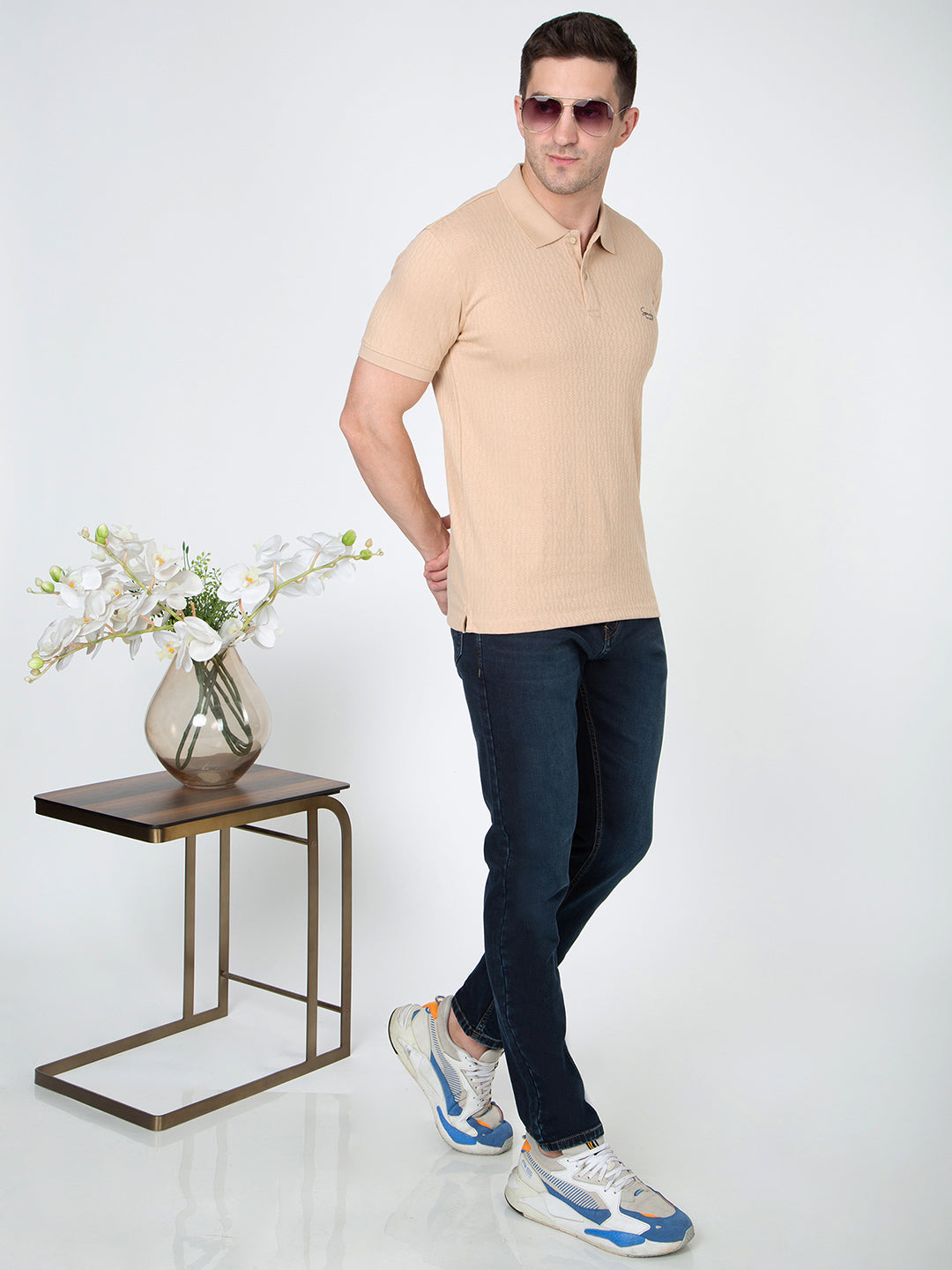 Men Fawn Polo Jacquard T-Shirt