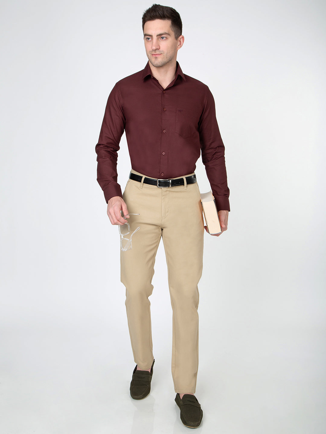 Men Dobby Mehroon Shirt