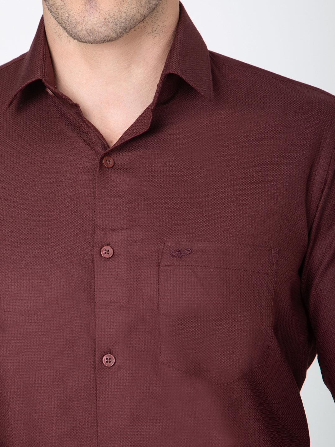 Men Dobby Mehroon Shirt