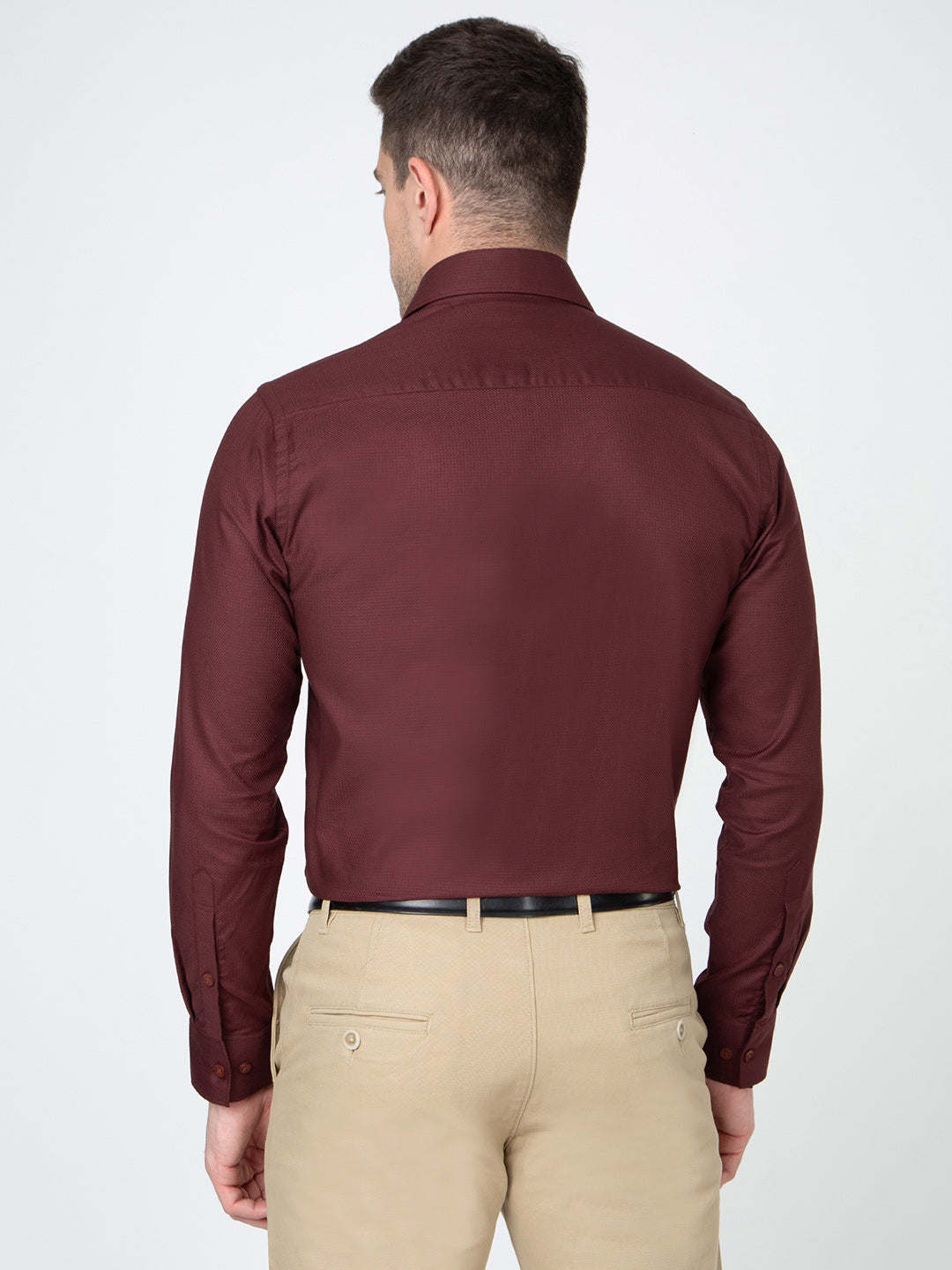 Men Dobby Mehroon Shirt
