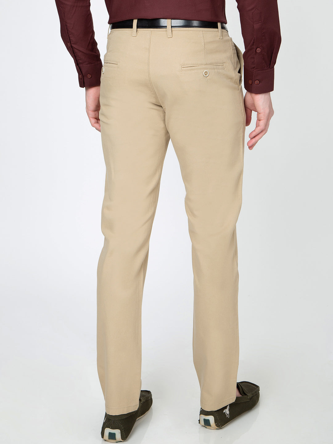 Men Slim Fit Fawn Trouser Pant