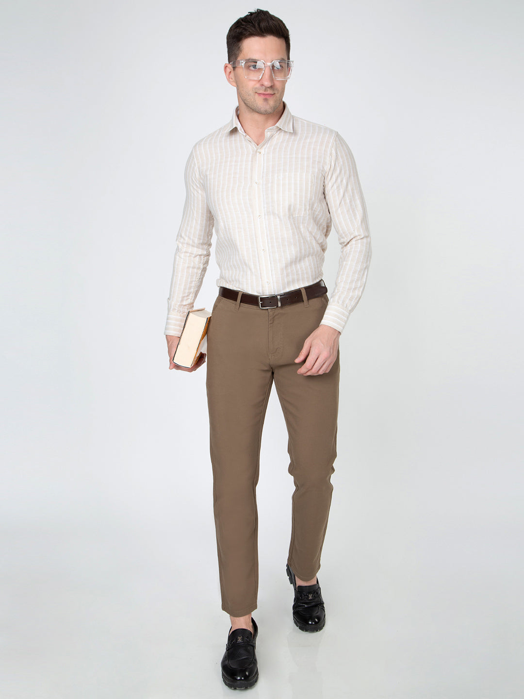 Men Slim Fit Brown Trouser Pant
