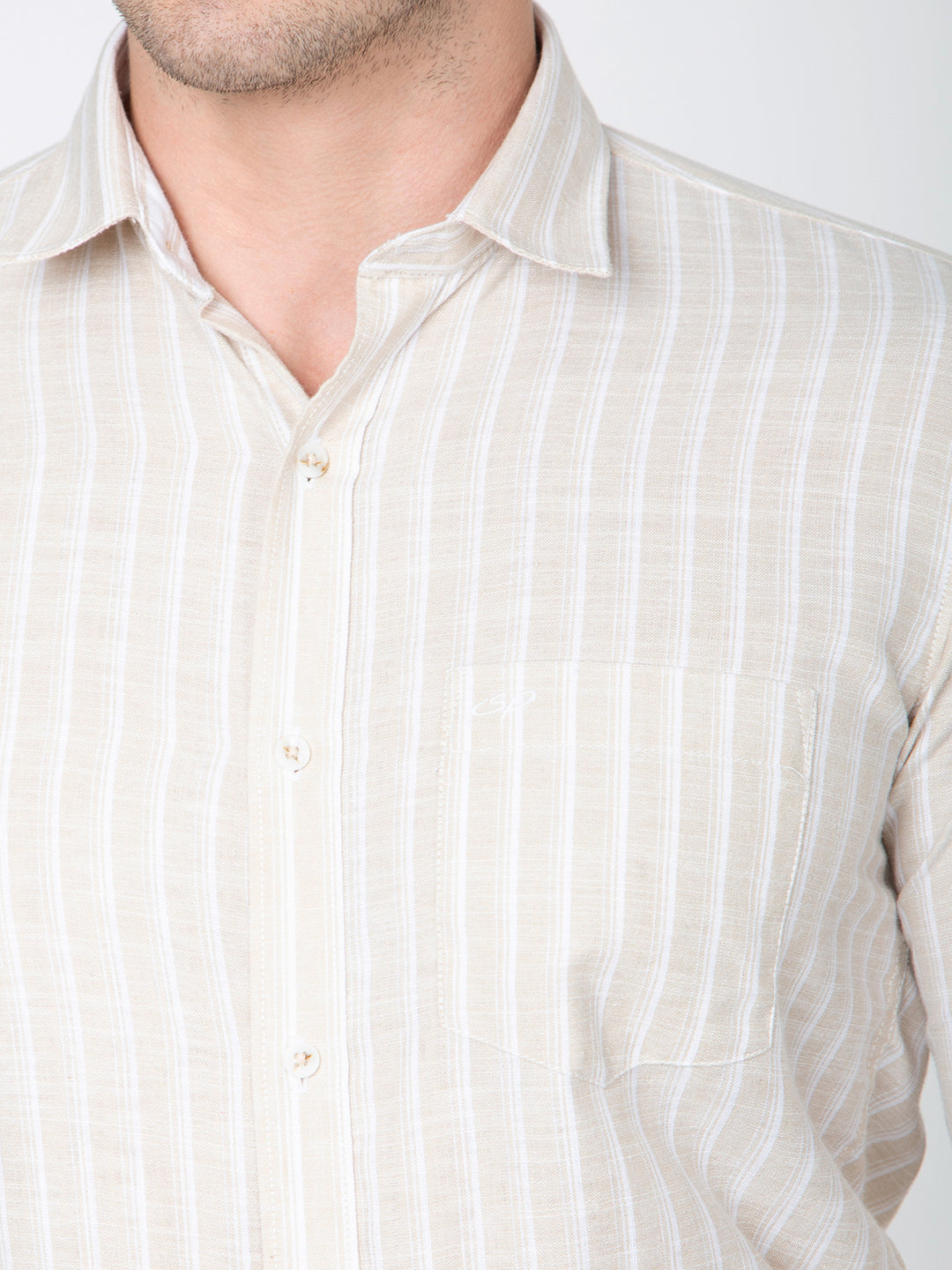 Men Linning Khaki Shirt