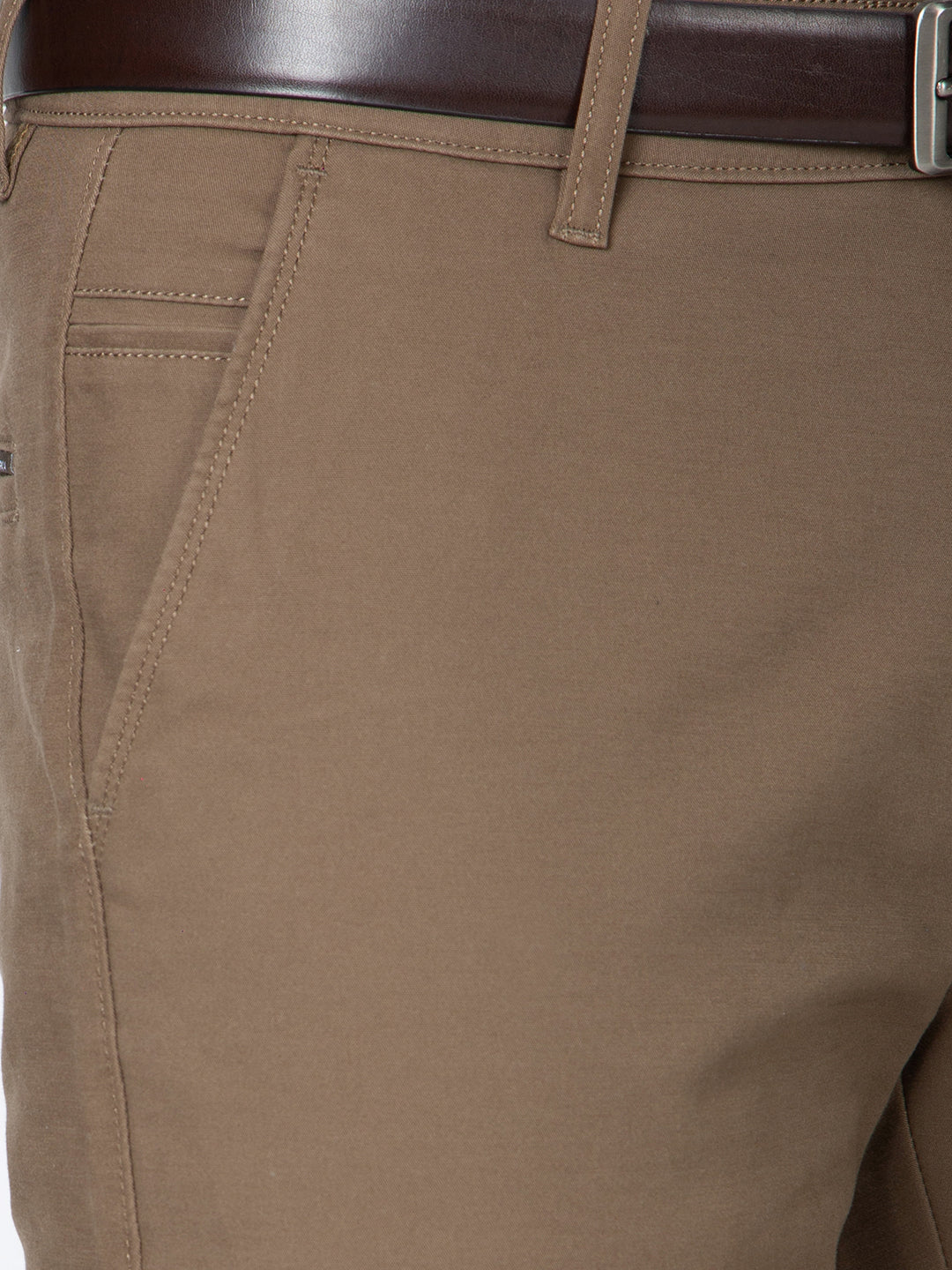 Men Slim Fit Brown Trouser Pant